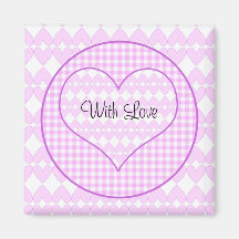 Lilac and white cute hearts fridge magnet