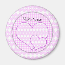 Lilac and white cute hearts fridge magnet