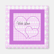 Lilac and white cute hearts fridge magnet