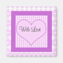 Lilac and white cute hearts fridge magnets