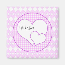 Lilac and white cute hearts magnet
