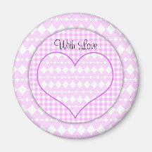 Lilac and white cute hearts magnet