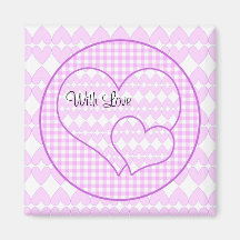 Lilac and white cute hearts magnet