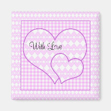 Lilac and white cute hearts magnets