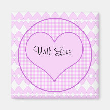Lilac and white cute hearts refrigerator magnet