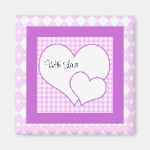 Lilac and white cute hearts refrigerator magnet