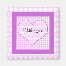 Lilac and white cute hearts refrigerator magnets