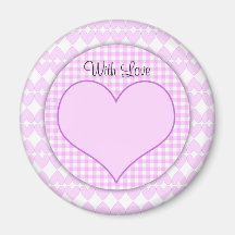 Lilac and white cute hearts refrigerator magnets