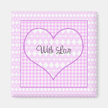 Lilac and white cute hearts refrigerator magnets