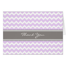 Lilac Grey Chevron Wedding Thank You Card