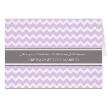 Lilac Grey Chevrons Engagement Announcement Card
