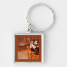 Lillanna Practicing Mozart on Piano Key Chain