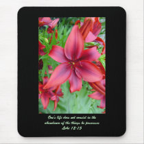Lily - Iridescent Red (Luke 12:15) mousepads