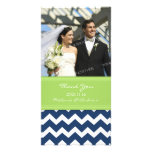 Lime Blue Thank You Wedding Photo Cards