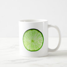 Lime Fruit Slice Isolated Over White Background Coffee Mugs