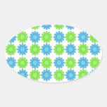 Lime Green and Blue Mod Flowers Sticker