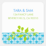 Lime Green and Turquoise Address Labels Stickers