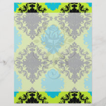 lime green aquamarine blue black diamond damask flyers