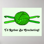 Lime Green Ball of Yarn & Crochet Hooks -Version 2 Poster