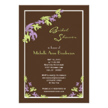 Lime Green Brown Fleur de Lis Modern Bridal Shower Personalized Invitation