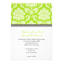 Lime Green Damask Wedding Invitation