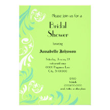 Lime Green Fleur de Lis Vine Bridal Shower Personalized Invitations