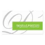 Lime Green Monogram Business Cards