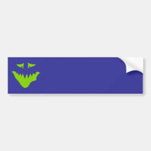 Lime Green Scary Face. Monster. Bumper Sticker