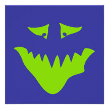 Lime Green Scary Face. Monster. Custom Invite