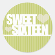 Lime Heart & Stripe Sweet Sixteen Stickers