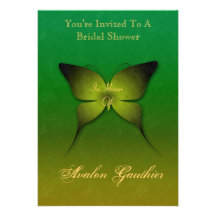 Lime Ombre Butterfly Bridal Shower Invitation
