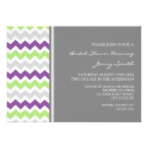 Lime Plum Gray Chevron Bridal Shower Invitation