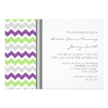 Lime Plum Gray Chevron Bridal Shower Invitation