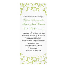 lime Wedding program Rack Cards