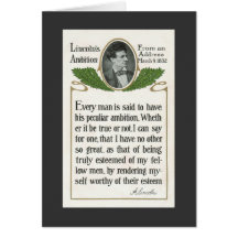 Lincoln's Ambition is to be Truly Esteemed-Black Greeting Cards