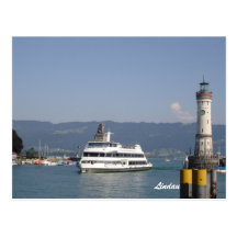 Lindau entrance harbour postcard