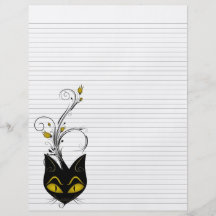 Lined Binder Paper 8.5"x11" Black Cat Solid Black Personalised Flyer