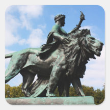 Lion and man statue sticker