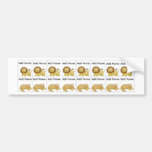 Lion Animal Sippy Cup Labels Bumper Sticker