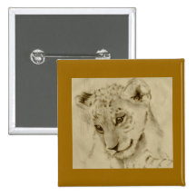 Lion cub wearable art buttons