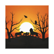 Lion family at sunset gallery wrap canvas