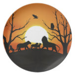 Lion family at sunset party plate