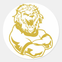 Lions Mascot Round Sticker