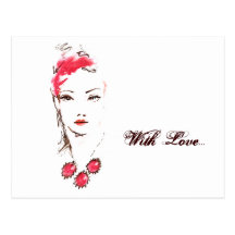 Lipstick Girl Z, With Love... Postcard