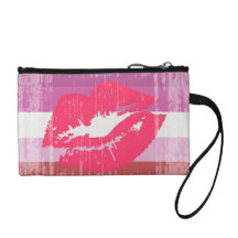 LIPSTICK LESBIAN PRIDE DISTRESSED DESIGN CHANGE PURSE