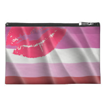 LIPSTICK LESBIAN PRIDE FLAG WAVY DESIGN TRAVEL ACCESSORY BAGS