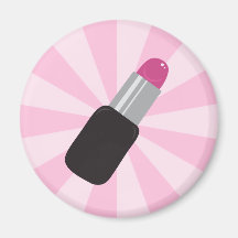 Lipstick on pink sunburst background magnet