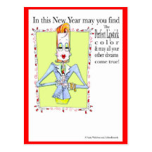 Lipstick wishes for the New Year Postcards