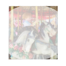 Little Boy on Carousel Memo Notepads