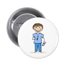 Little boy with toothbrush cute pinback button